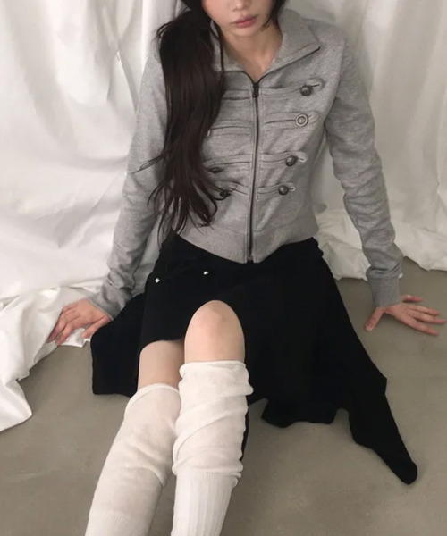 VIVID LADY(ビビッドレディー)の「アンティークボタン ナポレオンショートジャケット(ブルゾン・レディース・ブラック/グレー・FREE)」の7枚目の写真