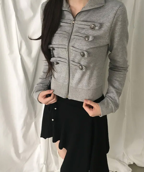 VIVID LADY(ビビッドレディー)の「アンティークボタン ナポレオンショートジャケット(ブルゾン・レディース・ブラック/グレー・FREE)」の8枚目の写真