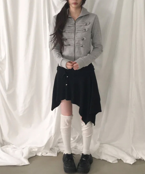 VIVID LADY(ビビッドレディー)の「アンティークボタン ナポレオンショートジャケット(ブルゾン・レディース・ブラック/グレー・FREE)」の9枚目の写真