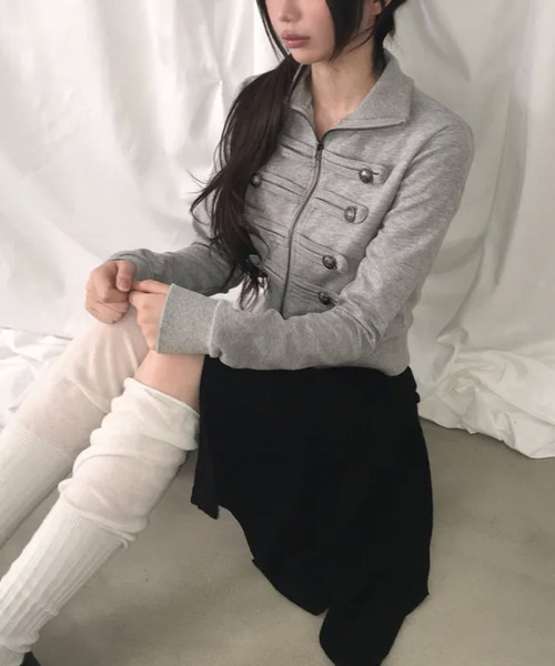 VIVID LADY(ビビッドレディー)の「アンティークボタン ナポレオンショートジャケット(ブルゾン・レディース・ブラック/グレー・FREE)」の10枚目の写真