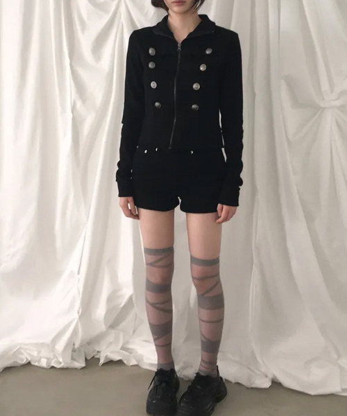 VIVID LADY(ビビッドレディー)の「アンティークボタン ナポレオンショートジャケット(ブルゾン・レディース・ブラック/グレー・FREE)」の19枚目の写真