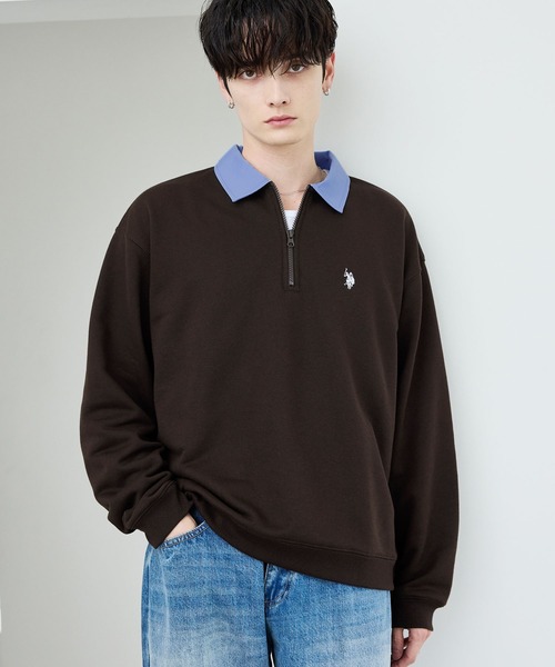 U.S. POLO ASSN.(ユーエスポロアッスン)の「U.S. POLO ASSN. / 裏毛ハーフジップポロスウェット(スウェット・メンズ・ダークブラウン/ブラック/ダークネイビー/チャコール・S/XL/L/M)」の3枚目の写真
