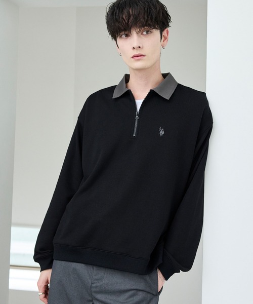 U.S. POLO ASSN.(ユーエスポロアッスン)の「U.S. POLO ASSN. / 裏毛ハーフジップポロスウェット(スウェット・メンズ・ダークブラウン/ブラック/ダークネイビー/チャコール・S/XL/L/M)」の1枚目の写真