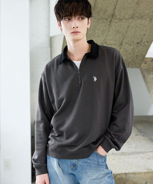 U.S. POLO ASSN.(ユーエスポロアッスン)の「U.S. POLO ASSN. / 裏毛ハーフジップポロスウェット(スウェット・メンズ・ダークブラウン/ブラック/ダークネイビー/チャコール・S/XL/L/M)」の16枚目の写真