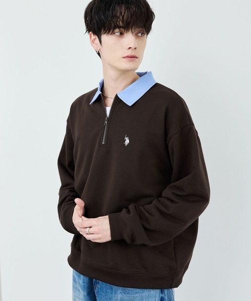 U.S. POLO ASSN.(ユーエスポロアッスン)の「U.S. POLO ASSN. / 裏毛ハーフジップポロスウェット(スウェット・メンズ・ダークブラウン/ブラック/ダークネイビー/チャコール・S/XL/L/M)」の22枚目の写真