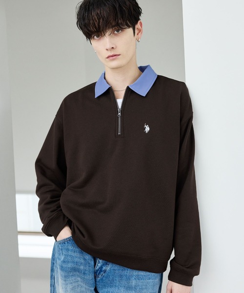 U.S. POLO ASSN.(ユーエスポロアッスン)の「U.S. POLO ASSN. / 裏毛ハーフジップポロスウェット(スウェット・メンズ・ダークブラウン/ブラック/ダークネイビー/チャコール・S/XL/L/M)」の20枚目の写真