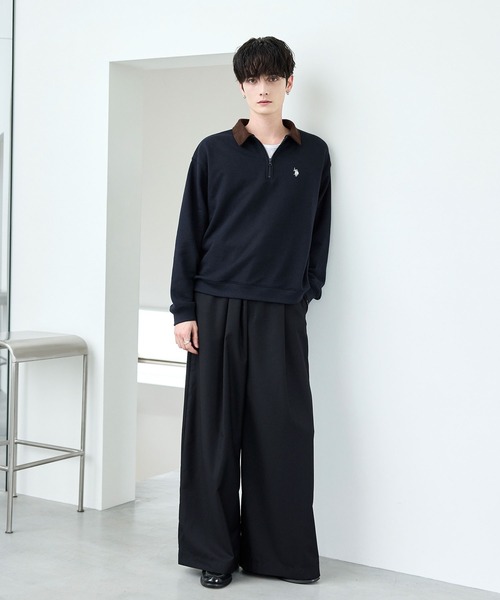 U.S. POLO ASSN.(ユーエスポロアッスン)の「U.S. POLO ASSN. / 裏毛ハーフジップポロスウェット(スウェット・メンズ・ダークブラウン/ブラック/ダークネイビー/チャコール・S/XL/L/M)」の5枚目の写真