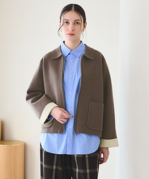 BEAUTY&YOUTH UNITED ARROWS(ビューティーアンドユースユナイテッドアローズ)の「【WEB限定 Wardrobe DAILY MINIMAL】バイカラー ジップ カーディガン(カーディガン/ボレロ・レディース・ブラック/ダークブラウン/ナチュラル・FREE)」の5枚目の写真