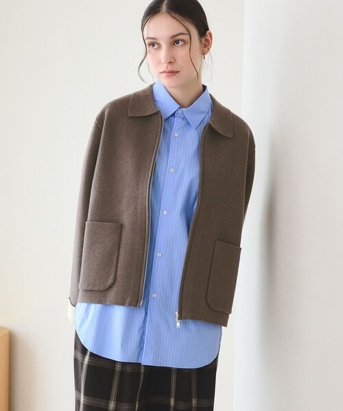 BEAUTY&YOUTH UNITED ARROWS(ビューティーアンドユースユナイテッドアローズ)の「【WEB限定 Wardrobe DAILY MINIMAL】バイカラー ジップ カーディガン(カーディガン/ボレロ・レディース・ブラック/ダークブラウン/ナチュラル・FREE)」の6枚目の写真