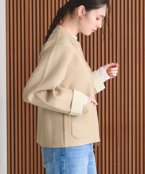 BEAUTY&YOUTH UNITED ARROWS(ビューティーアンドユースユナイテッドアローズ)の「【WEB限定 Wardrobe DAILY MINIMAL】バイカラー ジップ カーディガン(カーディガン/ボレロ・レディース・ブラック/ダークブラウン/ナチュラル・FREE)」の11枚目の写真