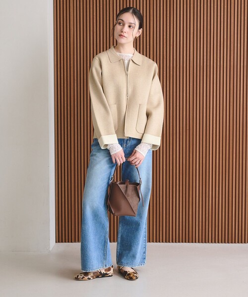 BEAUTY&YOUTH UNITED ARROWS(ビューティーアンドユースユナイテッドアローズ)の「【WEB限定 Wardrobe DAILY MINIMAL】バイカラー ジップ カーディガン(カーディガン/ボレロ・レディース・ブラック/ダークブラウン/ナチュラル・FREE)」の12枚目の写真