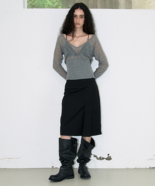 MILLO WOMEN（ミロウーマン）の「シアーディープVネックニット[グレー]（ニット/セーター・レディース・その他・ONE SIZE）」の3枚目の写真