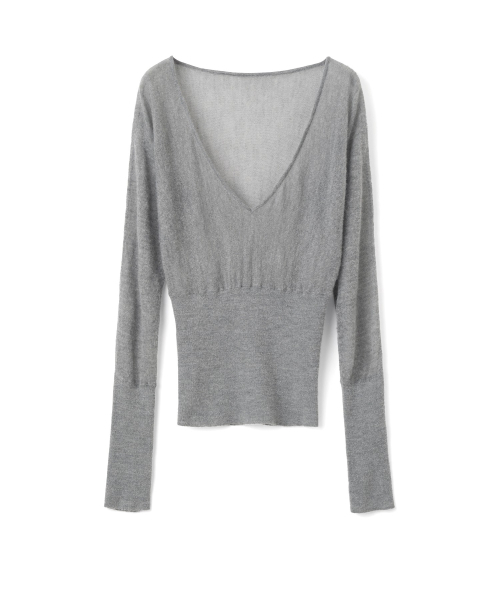 MILLO WOMEN（ミロウーマン）の「シアーディープVネックニット[グレー]（ニット/セーター・レディース・その他・ONE SIZE）」の4枚目の写真