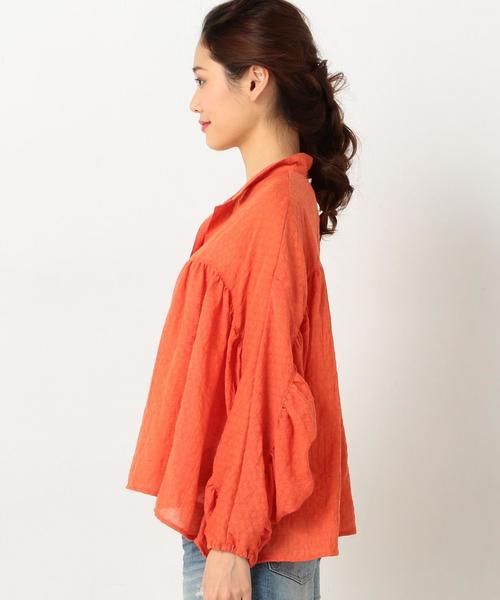 Another Edition（アナザーエディション）の「KiiRAジョーゼットシャツ/KiiRA GATHRED SHT◆（シャツ/ブラウス・レディース・ホワイト/レッド/ベージュ・FREE）」の6枚目の写真