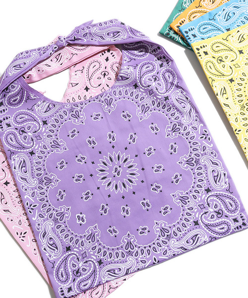 WEGO（ウィゴー）の「WEGO/ペイズリートートバッグ（トートバッグ・レディース・ネイビー/レッド/ホワイト/ブラック/サックスブルー/イエロー/オレンジ/パープル/グリーン/ライトピンク・FREE）」の7枚目の写真