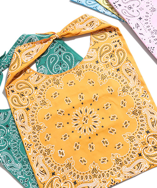 WEGO（ウィゴー）の「WEGO/ペイズリートートバッグ（トートバッグ・レディース・ネイビー/レッド/ホワイト/ブラック/サックスブルー/イエロー/オレンジ/パープル/グリーン/ライトピンク・FREE）」の10枚目の写真