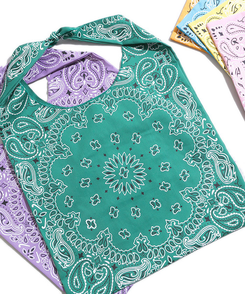 WEGO（ウィゴー）の「WEGO/ペイズリートートバッグ（トートバッグ・レディース・ネイビー/レッド/ホワイト/ブラック/サックスブルー/イエロー/オレンジ/パープル/グリーン/ライトピンク・FREE）」の4枚目の写真