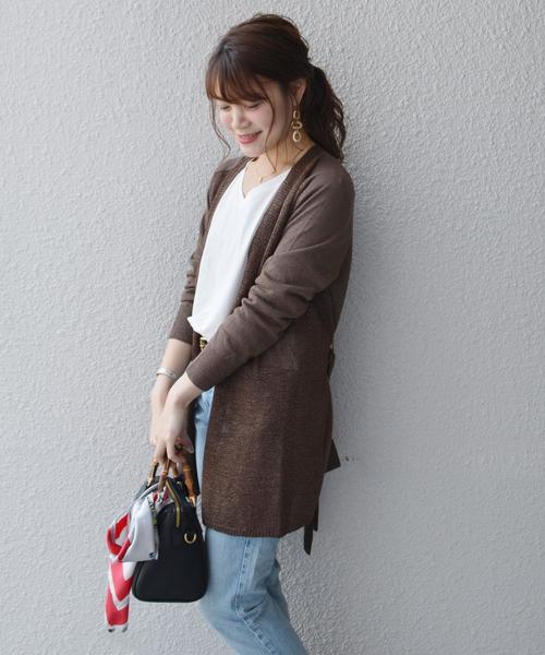 SHIPS(シップス)の「コットンレーヨンペーパーリボンカーディガン◇(カーディガン/ボレロ・レディース・オフホワイト/カーキ/ブラウン・ONE SIZE)」の3枚目の写真