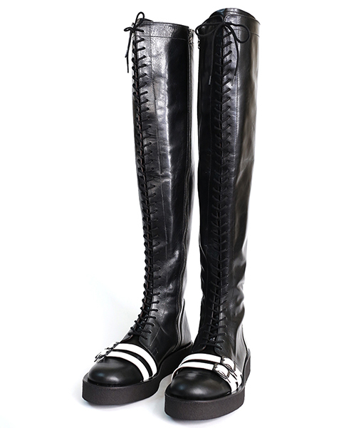 SHAREEF(シャリーフ)の「RACEUP KNEE-HIGH BOOTS(ブーツ・メンズ・ブラック・1/2/3)」の1枚目の写真