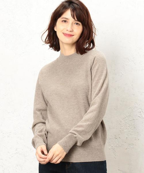 green label relaxing（グリーンレーベルリラクシング）の「KF ウールカシミヤ カタアゼxテンジク ハイネックニット ◆（ニット/セーター・レディース・ライトブルー/ベージュ/ネイビー/オフホワイト/オリーブ/イエロー・FREE）」の3枚目の写真