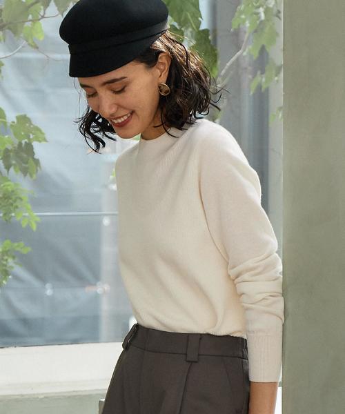 green label relaxing（グリーンレーベルリラクシング）の「KF ウールカシミヤ カタアゼxテンジク ハイネックニット ◆（ニット/セーター・レディース・ライトブルー/ベージュ/ネイビー/オフホワイト/オリーブ/イエロー・FREE）」の2枚目の写真