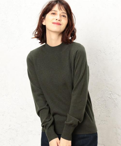 green label relaxing（グリーンレーベルリラクシング）の「KF ウールカシミヤ カタアゼxテンジク ハイネックニット ◆（ニット/セーター・レディース・ライトブルー/ベージュ/ネイビー/オフホワイト/オリーブ/イエロー・FREE）」の4枚目の写真