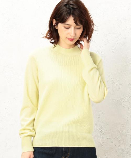 green label relaxing（グリーンレーベルリラクシング）の「KF ウールカシミヤ カタアゼxテンジク ハイネックニット ◆（ニット/セーター・レディース・ライトブルー/ベージュ/ネイビー/オフホワイト/オリーブ/イエロー・FREE）」の6枚目の写真