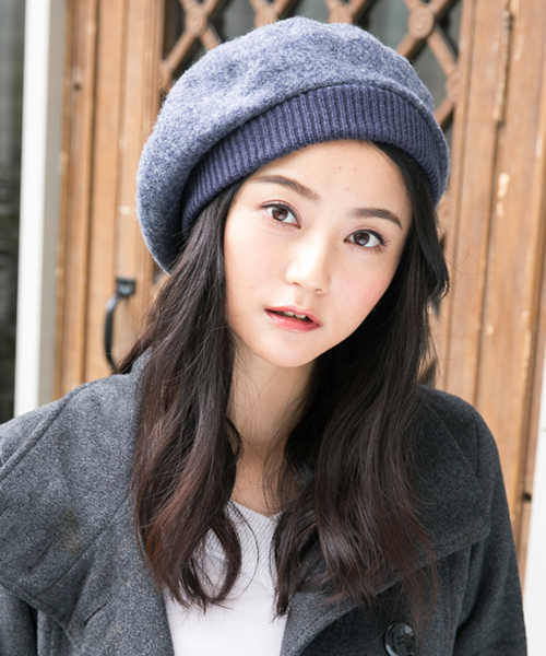 QUEENHEAD（クイーンヘッド）の「ゆったりリブベレー帽（ハンチング/ベレー帽・レディース・ブラック/グレー/チャコール/ベージュ/カーキ/ブルー系その他/ワイン/モスグリーン/ネイビー/グレイッシュベージュ/ブルー系その他2/オフホワイト/テラコッタ/ライラック/イエロー系その他/ブラウン/モカ/ベージュ系・FREE）」の14枚目の写真