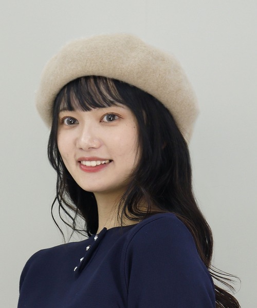 QUEENHEAD（クイーンヘッド）の「ゆったりリブベレー帽（ハンチング/ベレー帽・レディース・ブラック/グレー/チャコール/ベージュ/カーキ/ブルー系その他/ワイン/モスグリーン/ネイビー/グレイッシュベージュ/ブルー系その他2/オフホワイト/テラコッタ/ライラック/イエロー系その他/ブラウン/モカ/ベージュ系・FREE）」の10枚目の写真