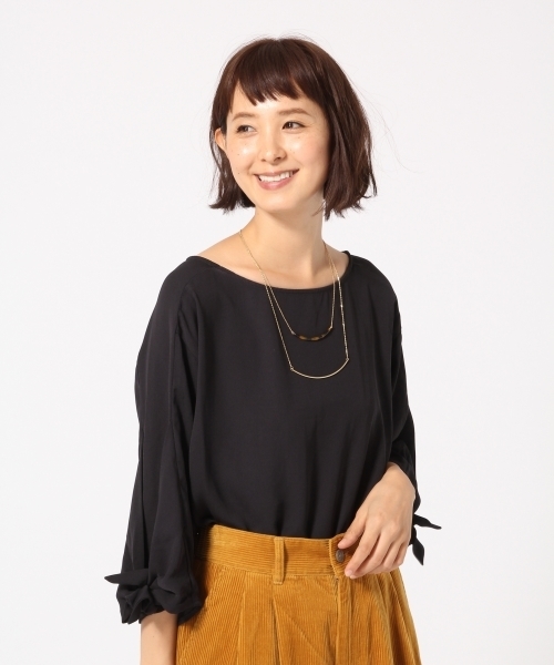 GLOBAL WORK（グローバルワーク）の「ソデリボンブラウス8分袖/771630（シャツ/ブラウス・レディース・その他/ホワイト/ネイビー・LARGE/MEDIUM）」の2枚目の写真