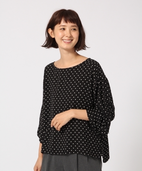 GLOBAL WORK（グローバルワーク）の「ソデリボンブラウス8分袖/771630（シャツ/ブラウス・レディース・その他/ホワイト/ネイビー・LARGE/MEDIUM）」の3枚目の写真