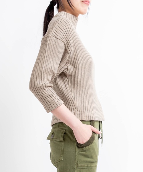Audition(オーディション)の「M0621 ワイドリブボリュームプルオーバー(Tシャツ/カットソー・レディース・ホワイト/グレイッシュベージュ/カーキ/杢グレー・MEDIUM)」の13枚目の写真
