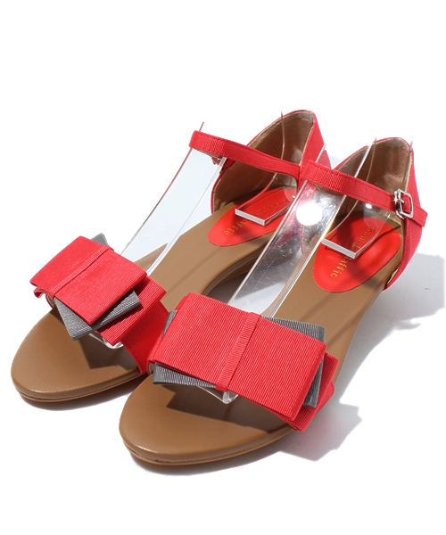 ORiental TRaffic(オリエンタルトラフィック)の「★スクエアリボンサンダル★3212(サンダル・レディース・ブラウン/ネイビー/ブラック/ピンク・MEDIUM/LL/LARGE/SMALL)」の1枚目の写真