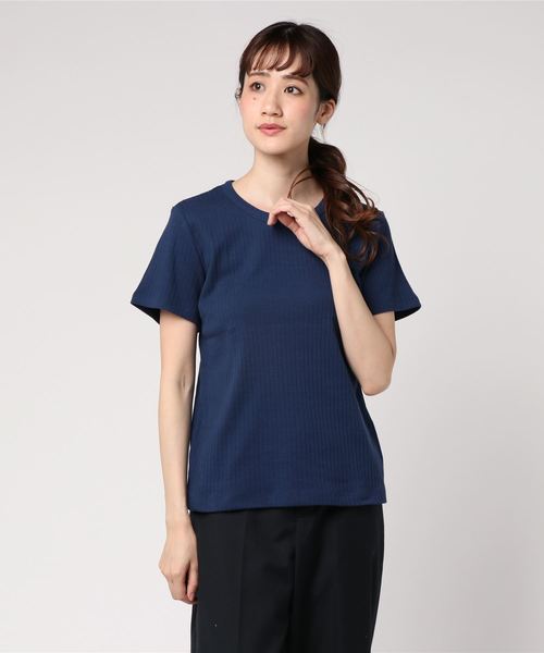 AMERICAN HOLIC(アメリカンホリック)の「・針抜きリブクルーネックTシャツ(Tシャツ/カットソー・レディース・オフホワイト/テラコッタ/ブラック/イエロー/ネイビー/杢グレー・L/M)」の20枚目の写真