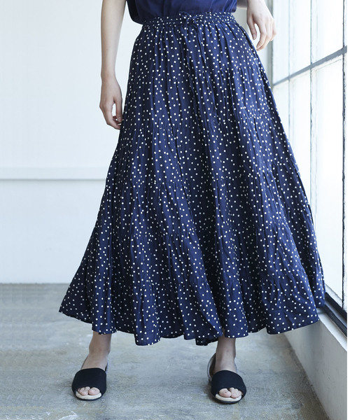 AMERICAN HOLIC(アメリカンホリック)の「・ティアードマキシスカート(スカート・レディース・ベージュ系その他/カーキ/ターコイズブルー/ドット/ブラック/イエロー/モカ/ネイビー/ピンク・FREE)」の9枚目の写真