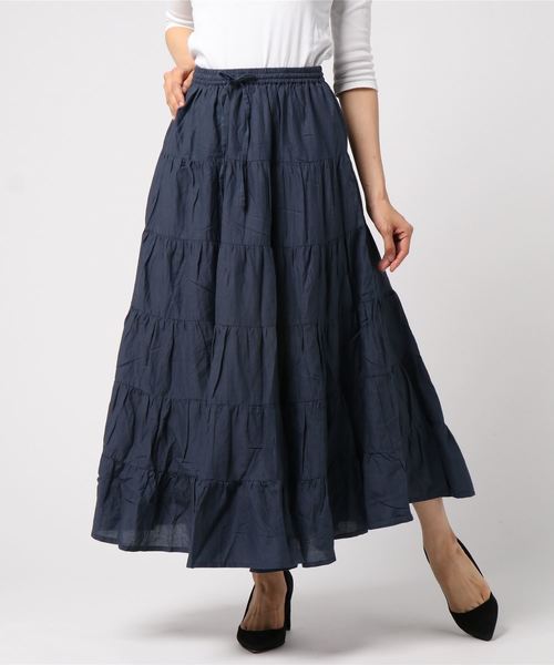 AMERICAN HOLIC(アメリカンホリック)の「・ティアードマキシスカート(スカート・レディース・ベージュ系その他/カーキ/ターコイズブルー/ドット/ブラック/イエロー/モカ/ネイビー/ピンク・FREE)」の6枚目の写真