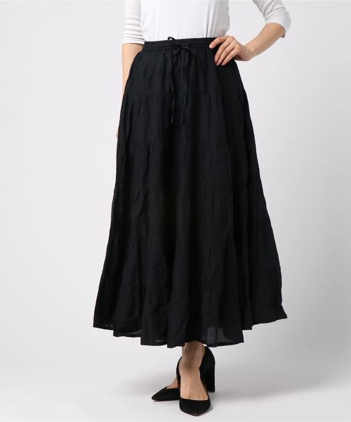 AMERICAN HOLIC(アメリカンホリック)の「・ティアードマキシスカート(スカート・レディース・ベージュ系その他/カーキ/ターコイズブルー/ドット/ブラック/イエロー/モカ/ネイビー/ピンク・FREE)」の2枚目の写真