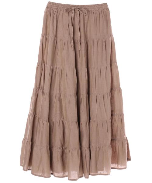 AMERICAN HOLIC(アメリカンホリック)の「・ティアードマキシスカート(スカート・レディース・ベージュ系その他/カーキ/ターコイズブルー/ドット/ブラック/イエロー/モカ/ネイビー/ピンク・FREE)」の12枚目の写真