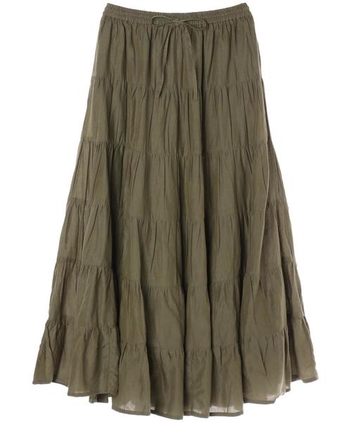 AMERICAN HOLIC(アメリカンホリック)の「・ティアードマキシスカート(スカート・レディース・ベージュ系その他/カーキ/ターコイズブルー/ドット/ブラック/イエロー/モカ/ネイビー/ピンク・FREE)」の15枚目の写真