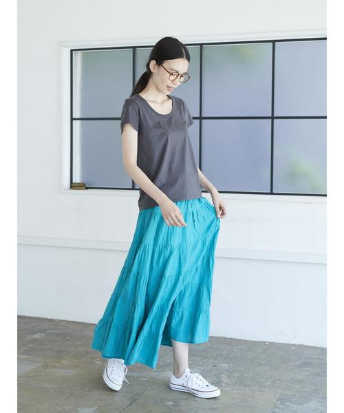 AMERICAN HOLIC(アメリカンホリック)の「・ティアードマキシスカート(スカート・レディース・ベージュ系その他/カーキ/ターコイズブルー/ドット/ブラック/イエロー/モカ/ネイビー/ピンク・FREE)」の22枚目の写真