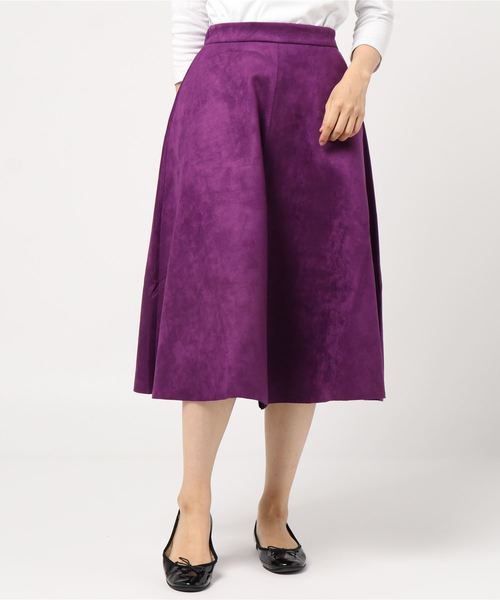 INTERPLANET（インタープラネット）の「スエードポンチフレアスカート（スカート・レディース・パープル/ブラウン/カーキ・FREE）」の7枚目の写真