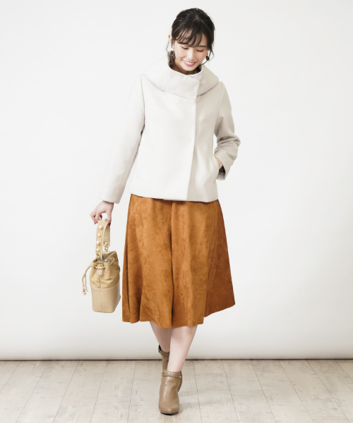 INTERPLANET（インタープラネット）の「スエードポンチフレアスカート（スカート・レディース・パープル/ブラウン/カーキ・FREE）」の9枚目の写真