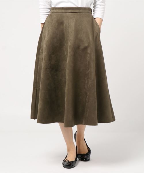 INTERPLANET（インタープラネット）の「スエードポンチフレアスカート（スカート・レディース・パープル/ブラウン/カーキ・FREE）」の2枚目の写真