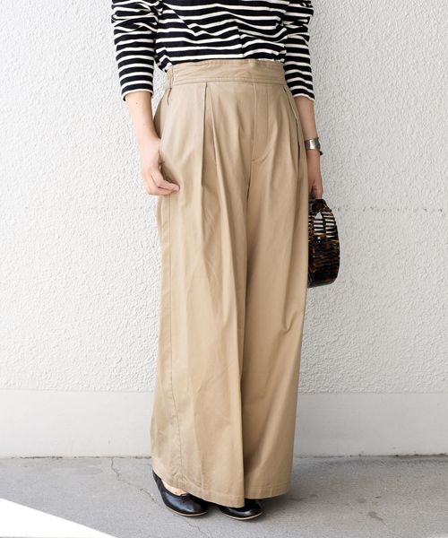 liflattie ships(リフラティ シップス)の「liflattie ships:ツイルコットンタックワイドパンツ◇(その他パンツ・レディース・ベージュ/ネイビー・SMALL/MEDIUM)」の3枚目の写真
