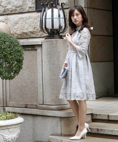 Doula Doula(ドゥーラドゥーラ)の「オーガンジーフレアスリーブAラインワンピース(ドレス・レディース・ブラック/ベージュ/ネイビー/グレー・M/L)」の9枚目の写真