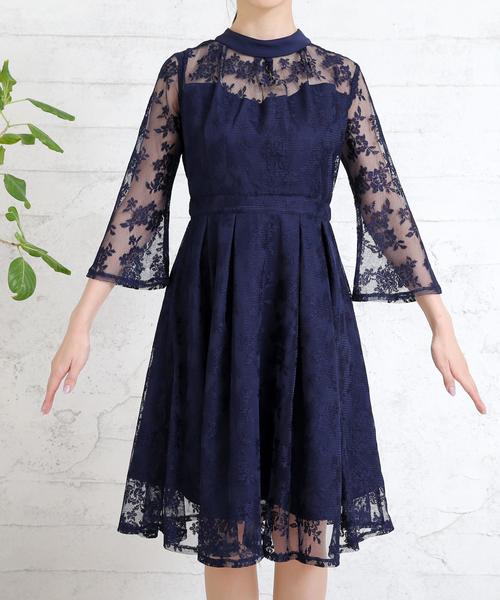 Doula Doula(ドゥーラドゥーラ)の「オーガンジーフレアスリーブAラインワンピース(ドレス・レディース・ブラック/ベージュ/ネイビー/グレー・M/L)」の13枚目の写真