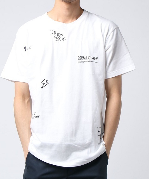 DOUBLE STEAL(ダブルスティール)の「Big PRINT Tee(Tシャツ/カットソー・メンズ・ホワイト×ブラック/ネイビー/ベージュ×ブラック/ブラック×ホワイト/ホワイト×グレー・L/M/XXL/XL)」の2枚目の写真