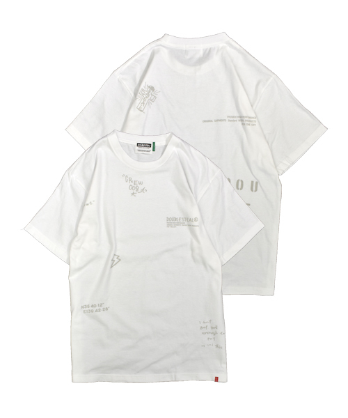 DOUBLE STEAL(ダブルスティール)の「Big PRINT Tee(Tシャツ/カットソー・メンズ・ホワイト×ブラック/ネイビー/ベージュ×ブラック/ブラック×ホワイト/ホワイト×グレー・L/M/XXL/XL)」の1枚目の写真