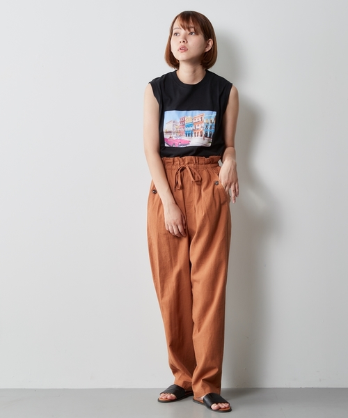 cepo(セポ)の「ペーパーギャザーパンツ(その他パンツ・レディース・オレンジ/ネイビー/ベージュ/ブラック・M)」の4枚目の写真