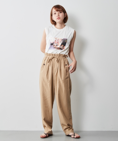 cepo(セポ)の「ペーパーギャザーパンツ(その他パンツ・レディース・オレンジ/ネイビー/ベージュ/ブラック・M)」の7枚目の写真